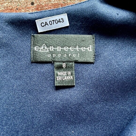 Connected Apparel Navy Blue Sheath Dress with Gold Embroidered Design – Sz 8 #49 - Picture 5 of 6